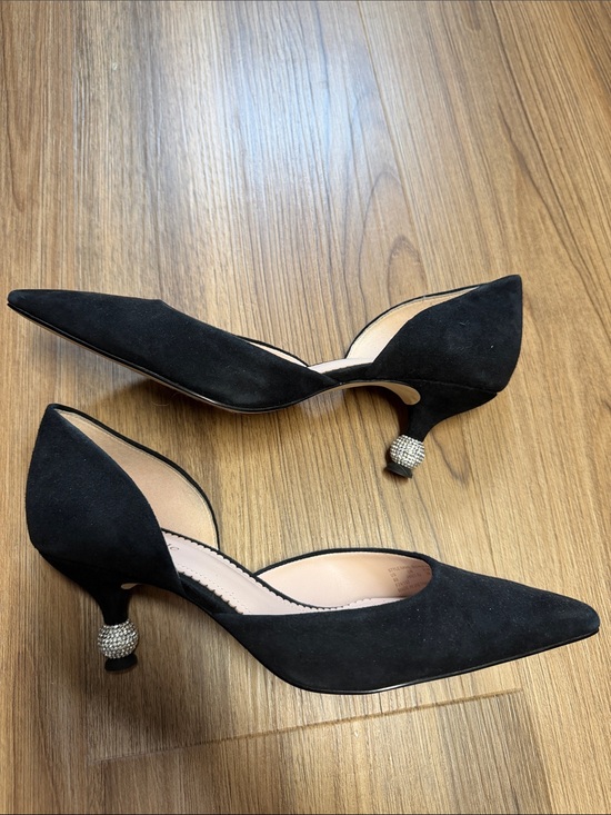 kate spade Shoes - Kate Spade Black Suede Pointed-Toe D'Orsay Pumps with Embellished Heel